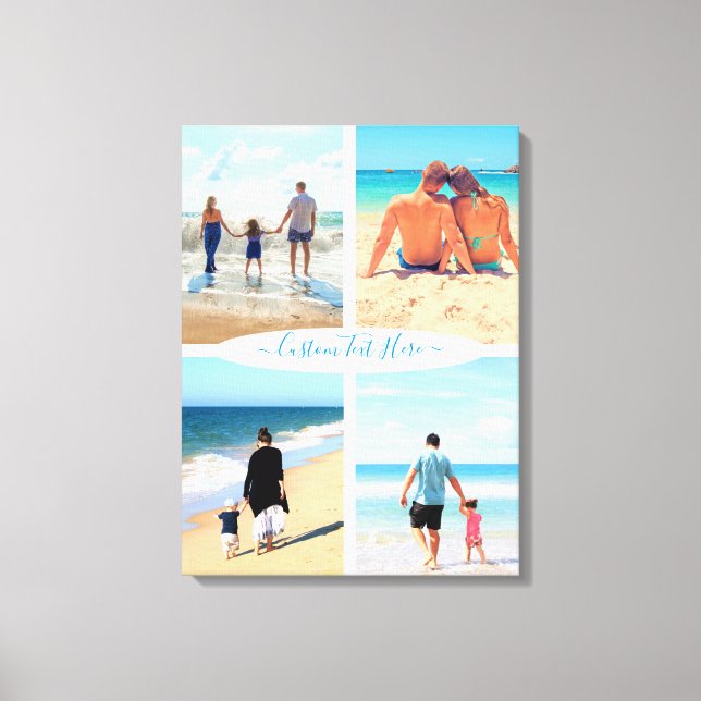 Custom Photo Collage Family Love Personalized Text Canvas Print (Front)