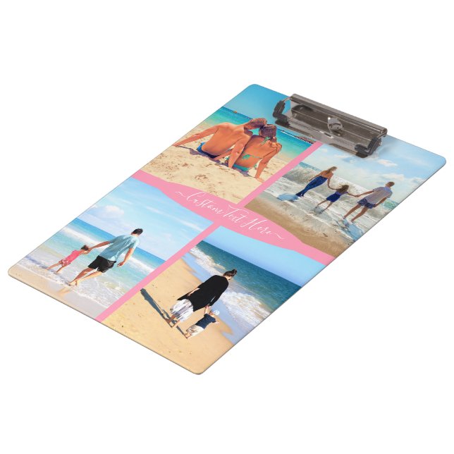 Custom Photo Collage Family Love Personalized Text Clipboard (Angled)