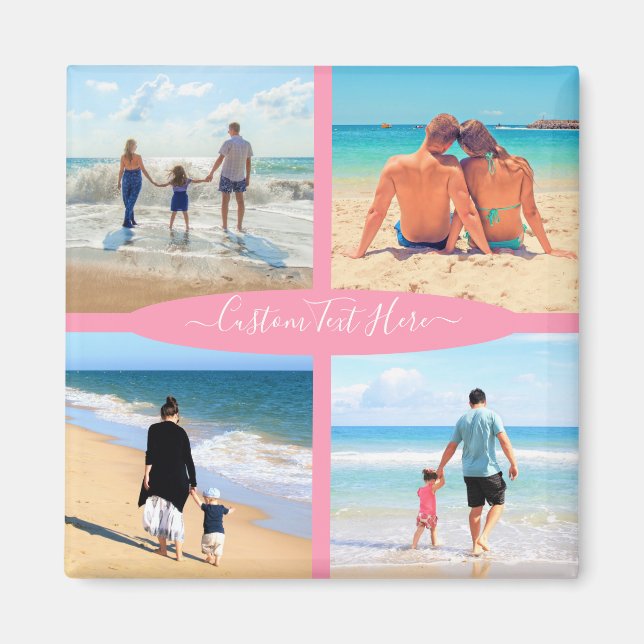 Custom Photo Collage Family Love Personalized Text Magnet (Front)