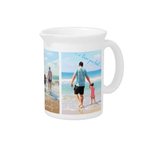 Custom Photo Collage Family Love Personalized Text Pitcher