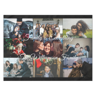 Custom Photo Collage Family Name 9 Family photos   Tablecloth