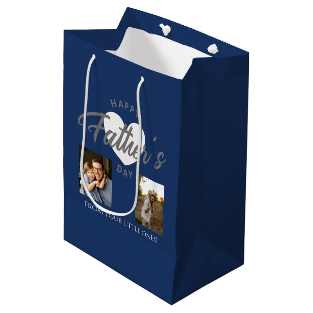 Custom Photo Collage Father's Day Gift Medium Gift Bag (Front Angled)