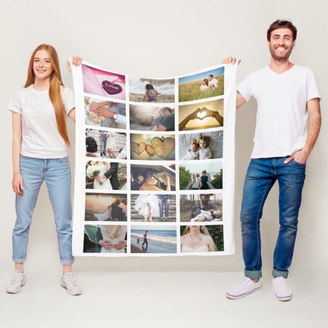 Custom Photo Collage Fleece Blanket (In Situ)