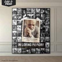 Custom Photo Collage Funeral Tapestry, Memorial