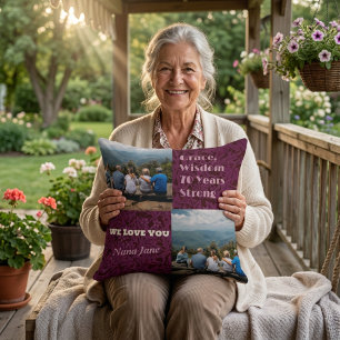 Custom Photo Collage Gifts for 70 Year Old Woman Throw Pillow