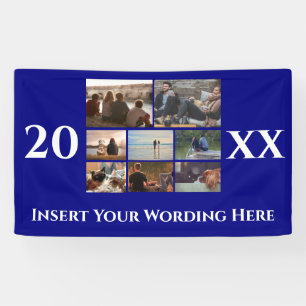 Custom photo collage graduation college navy banner