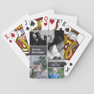 Custom Photo Collage Grandpa Playing Cards