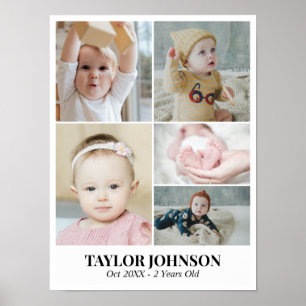 Custom Photo Collage Grid 5 Pictures 18x24 12x16 Poster
