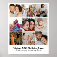 Custom Photo Collage Grid 9 Pictures 11x14 22x28