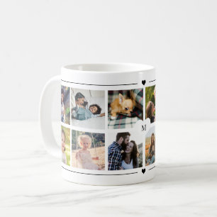 Custom photo collage heart monogrammed coffee mug