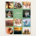 Custom Photo Collage Instagram Stylish Dusty Green Planner<br><div class="desc">This cute and modern, Instagram friendly photo collage planner on a dusty green background has space for your custom name as well as for your profession or the name of the school. Customize with your favourite photos and start the year right with a personalized planner. Space for 11 pictures on...</div>