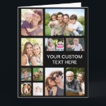 Custom Photo Collage Large Card<br><div class="desc">A custom photo collage keepsake large card for any occasion (birthday, engagement, father's day, mother's day, anniversary, etc). Personalize with eleven photos of family, friends, pets, memories, events, travels, etc. and add one or two lines of text in simple white typography against a black background. On the inside, add your...</div>