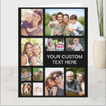 Custom Photo Collage Large Card<br><div class="desc">A custom photo collage keepsake large card for any occasion (birthday, engagement, father's day, mother's day, anniversary, etc). Personalize with eleven photos of family, friends, pets, memories, events, travels, etc. and add one or two lines of text in simple white typography against a black background. On the inside, add your...</div>