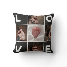 Custom Photo Collage LOVE Pillow - Personalized 