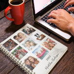 Custom photo collage marble monogram 2026 white planner<br><div class="desc">Make your own unique family photo collage as a gift or for yourself. Use four, 9 of your favourite photos of your family, friends, dream travel destination or pet! Personalize and add a name and a year. The name is written with a modern hand lettered style script. A modern white...</div>