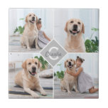 Custom Photo Collage Monogram Name Dog Tile<br><div class="desc">Celebrate your best friend with a custom Monogram Pet Photo Collage ceramic tile . When you have so many fun memories and photos , one photo isn't enough . Our Dog Photo tile has four photos. Whether you have a new puppy , or to memorialize all the special moments thru...</div>