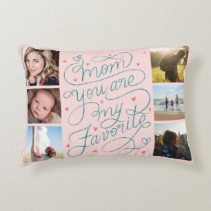 Custom Photo Collage Mother's Day Handlettered Accent Pillow