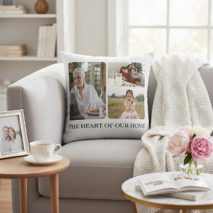 Custom Photo Collage Mother's Day Keepsake White Throw Pillow