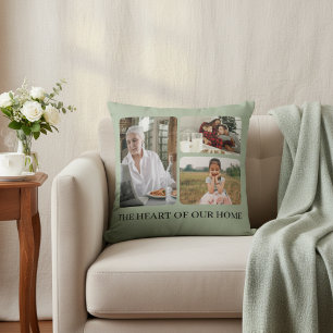 Custom Photo Collage Mother's Day   Sage Green Throw Pillow