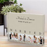 Custom Photo Collage Natural 7 Picture Wedding Block<br><div class="desc">Elegant photo block, personalized with your wedding photos. A stylish design in neutral colour palette of natural and black - perfect for newlywed gifts and anniversary gifts. The photo template is set up for you to add 7 of your favourite pictures which are displayed in portrait format in a simple...</div>