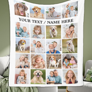 Custom Photo Collage Personalized 20 Picture Cute Fleece Blanket
