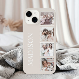 Custom Photo Collage Personalized Beige iPhone 16 Case
