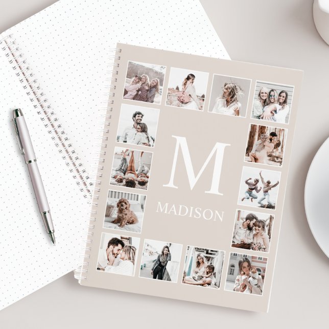 Custom Photo Collage Personalized Beige Notebook (Creator Uploaded)