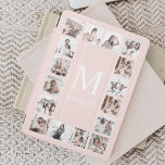 Custom Photo Collage Personalized Blush Pink iPad Mini Cover<br><div class="desc">Create your own personalized 16 photo collage,  ipad smart cover blush pink background. The ipad smart cover face also features your monogram. Add your favourite photos,  designs or artworks to create something really unique.</div>