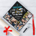 Custom photo collage personalized fun ironic graduation cap topper<br><div class="desc">Celebrate your big day with this fun self-ironic graduation cap topper featuring a sarcastic quote that reads "I graduated, ca I go to bed now?" decorated with little golden stars and with a black graduation cap with tassel. Easily customize this topper with your name and graduation year and with 5...</div>