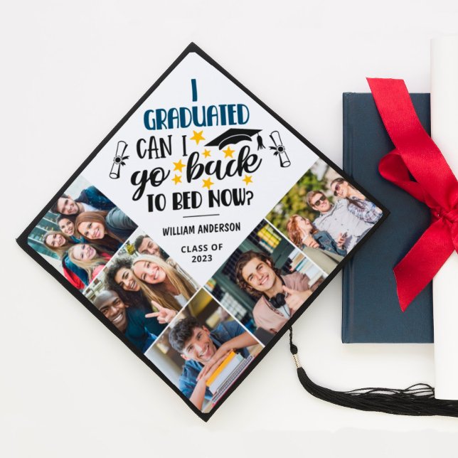 Custom photo collage personalized fun ironic graduation cap topper (Creator Uploaded)