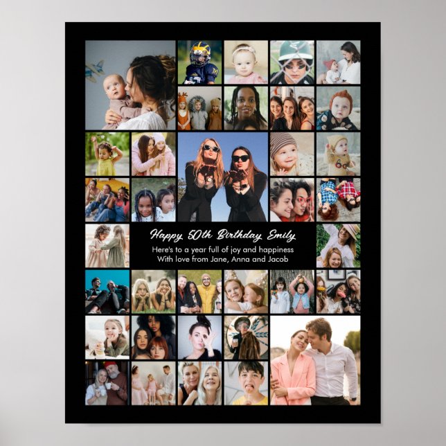 Custom Photo Collage Personalized Gift Poster (Front)