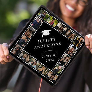 Custom Photo Collage Personalized Name Year Graduation Cap Topper