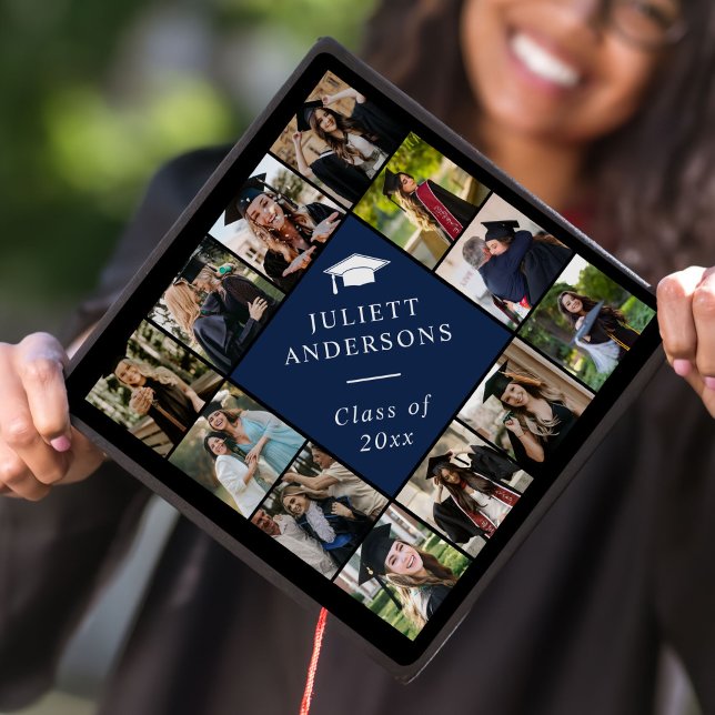 Custom Photo Collage Personalized Name Year Graduation Cap Topper (Creator Uploaded)