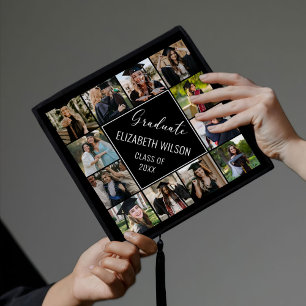 Custom Photo Collage Personalized Name Year Graduation Cap Topper