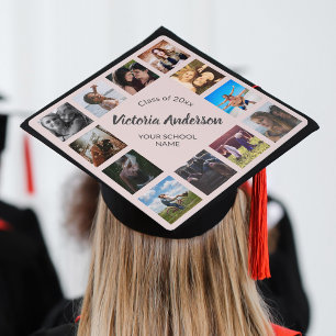 Custom Photo Collage Personalized Name Year Graduation Cap Topper