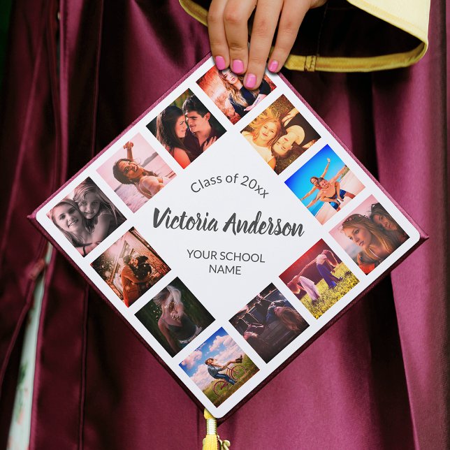 Custom Photo Collage Personalized Name Year Graduation Cap Topper (Creator Uploaded)