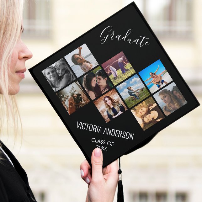 Custom Photo Collage Personalized Name Year Graduation Cap Topper (Creator Uploaded)