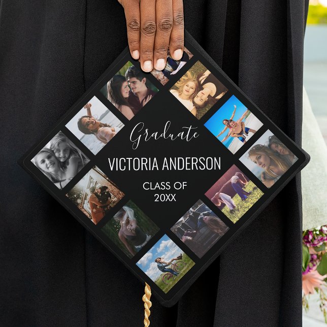 Custom Photo Collage Personalized Name Year Graduation Cap Topper (Creator Uploaded)