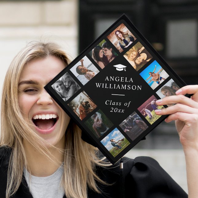 Custom Photo Collage Personalized Name Year Graduation Cap Topper (Creator Uploaded)