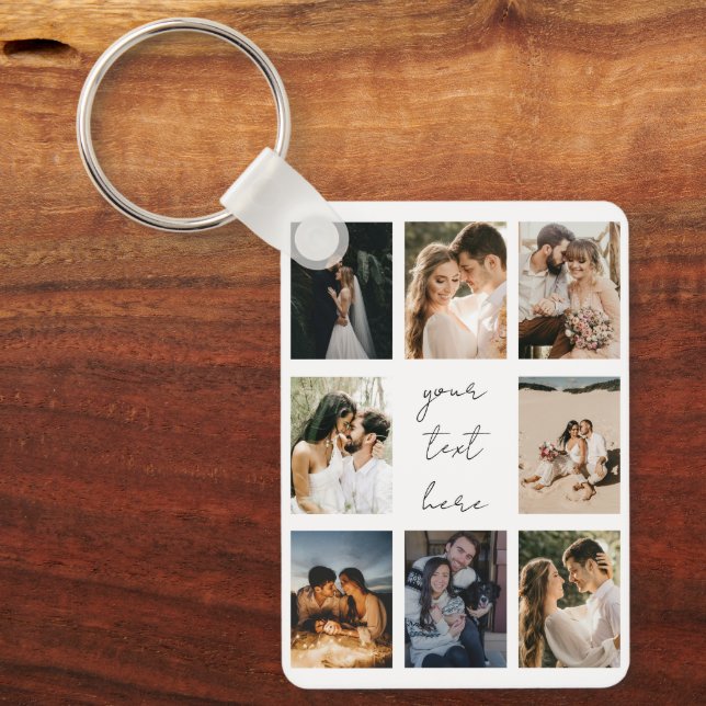Custom Photo Collage Personalized Picture Family Keychain (Front)