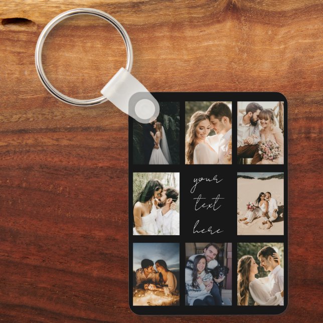 Custom Photo Collage Personalized Picture Family Keychain (Front)