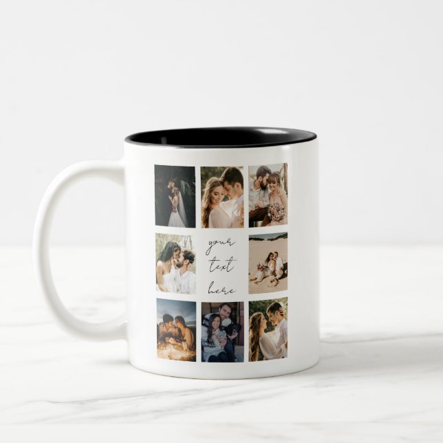 Custom Photo Collage Personalized Picture Family Two-Tone Coffee Mug (Left)