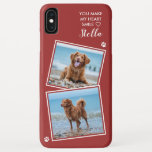 Custom Photo Collage Pet Dog Cat Quote Cute Photo iPhone XS Max Case<br><div class="desc">You Make My Heart Smile ... Now you can carry your best friend with you wherever you go with this custom dog pet photo iPhone case . This 2 photo collage with heart and paw print design is trendy, elegant, cool and cute. Customize with your favourite dog photo, cat photo,...</div>