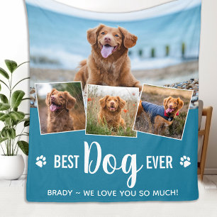 Custom Photo Collage Pet DOG Modern 4 Picture Fleece Blanket