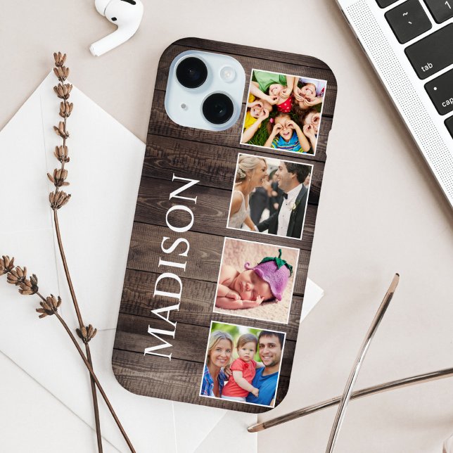 Custom Photo Collage Rustic Farmhouse Family Case-Mate iPhone Case (Creator Uploaded)
