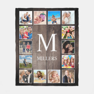 Custom Photo Collage Rustic Farmhouse Family Fleece Blanket
