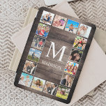Custom Photo Collage Rustic Farmhouse Family iPad Pro Cover<br><div class="desc">Create your own personalized 16 photo collage ipad smart cover with your custom images on a rustic farmhouse style wooden plank background. The design also features your monogram. Add your favourite photos,  designs or artworks to create something really unique.</div>