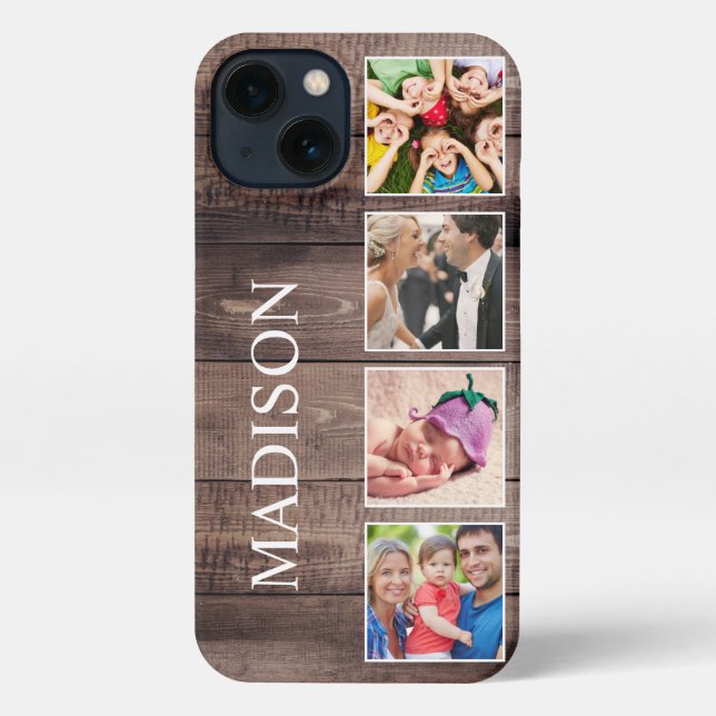 Custom Photo Collage Rustic Farmhouse Family iPhone Case (Back)