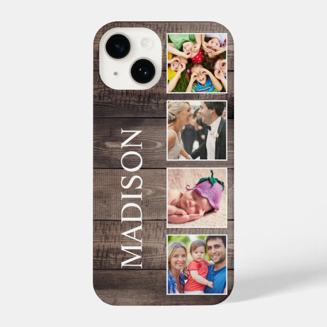 Custom Photo Collage Rustic Farmhouse Family iPhone Case (Back)