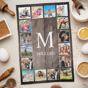 Custom Photo Collage Rustic Farmhouse Family Kitchen Towel